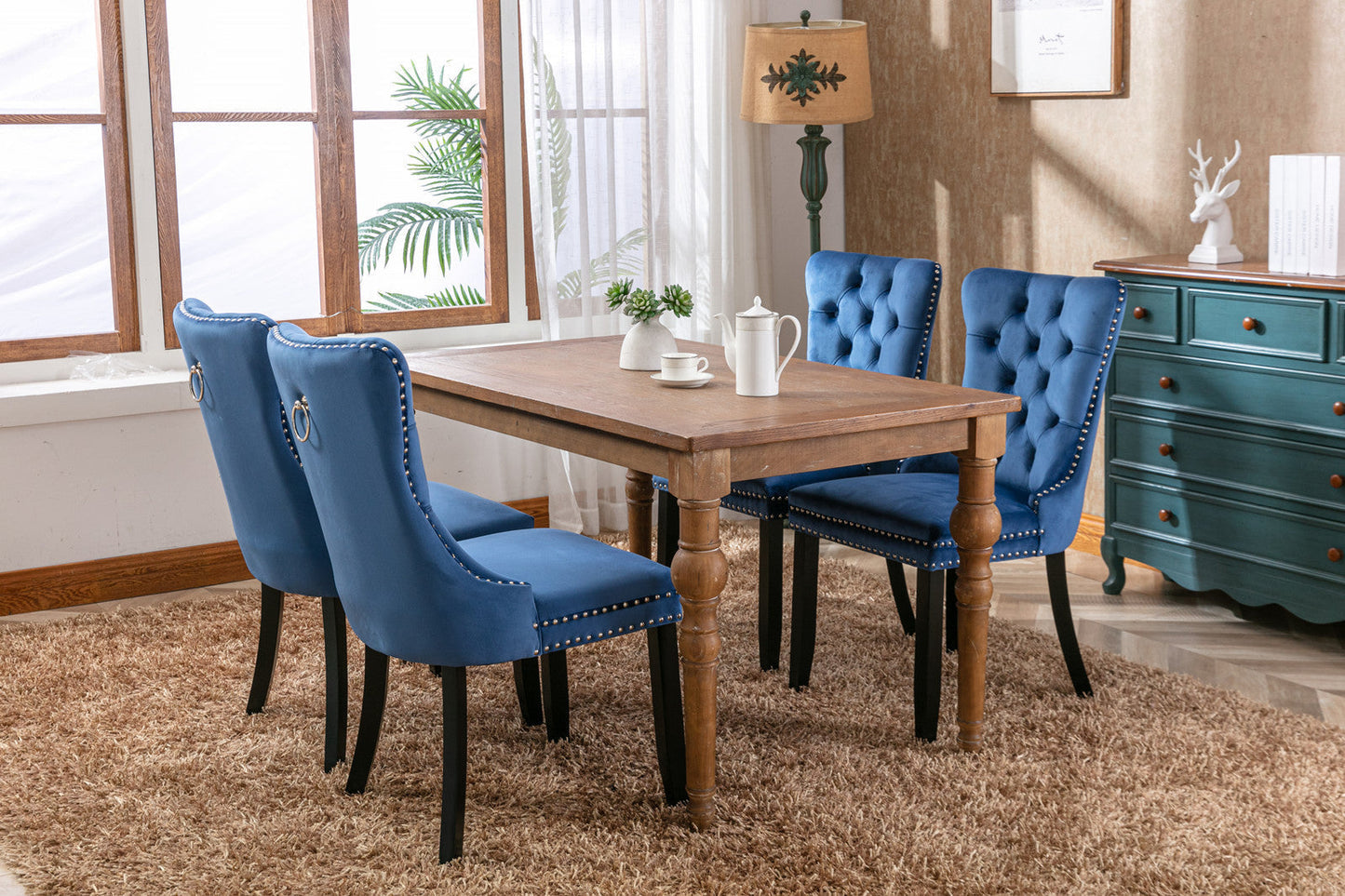 Nikki Collection Modern Tufted Velvet Upholstered Dining Chair Set of 2