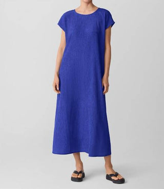 Eileen Fisher - Woven Plissé Round Neck Dress