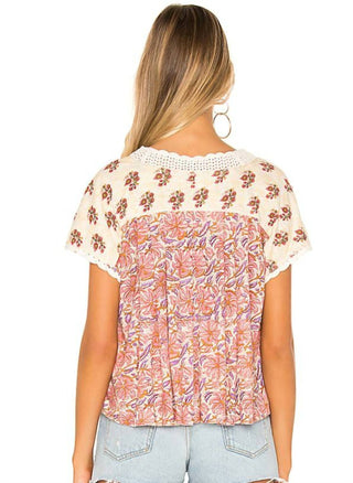 Free People - Blusa Boho Camponesa com Estampa Floral Leilani