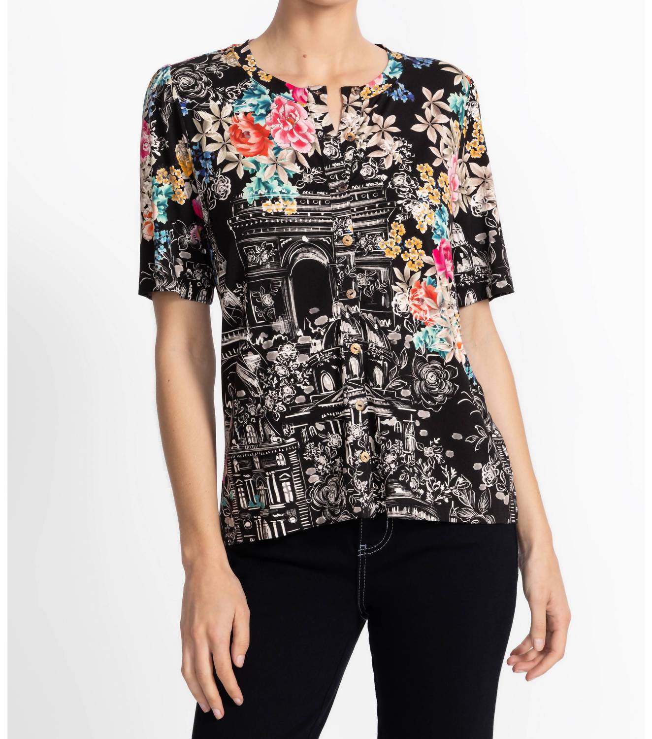 Johnny Was - Janie Fav Kimono Sleeve Mandarin Tee