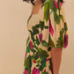 Farm Rio - Anthurium Leaves Short Sleeve Square Neck Dress