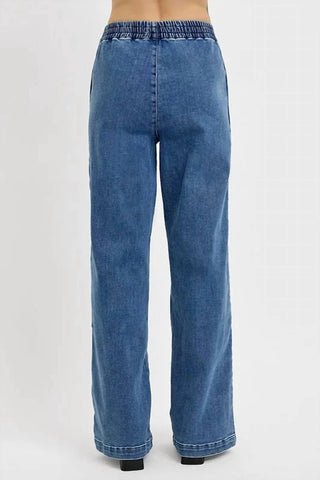 Risen - Full Size Elastic Waist Wide Leg Jeans Plus Size