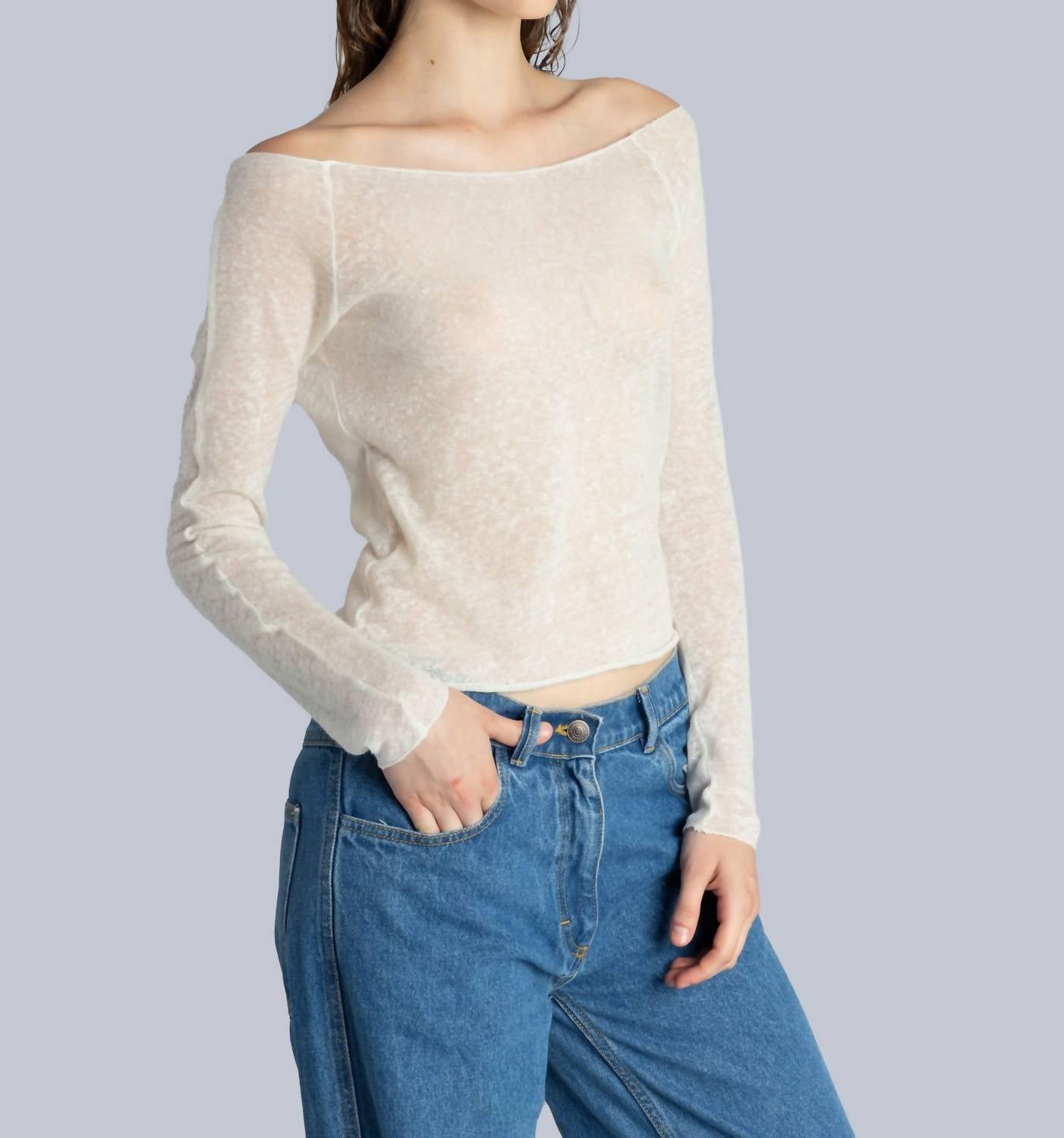Esthe - Knitted Boat Neck Top
