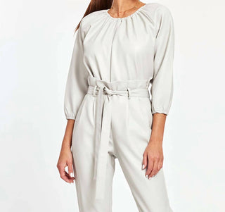 Dolce Cabo - Blusa Blakely de couro sintético com manga bufante