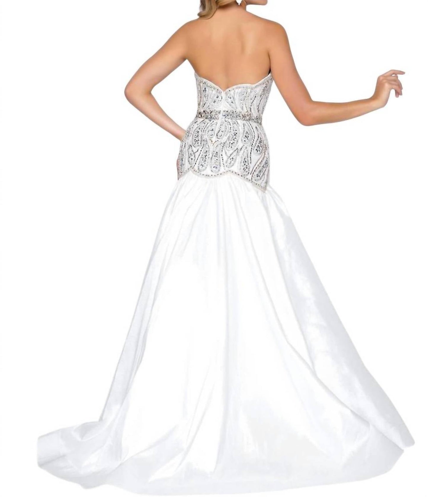 Mac Duggal - Vestido de baile de cetim enfeitado