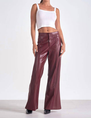 Elan - Calça de couro sintético com perna larga