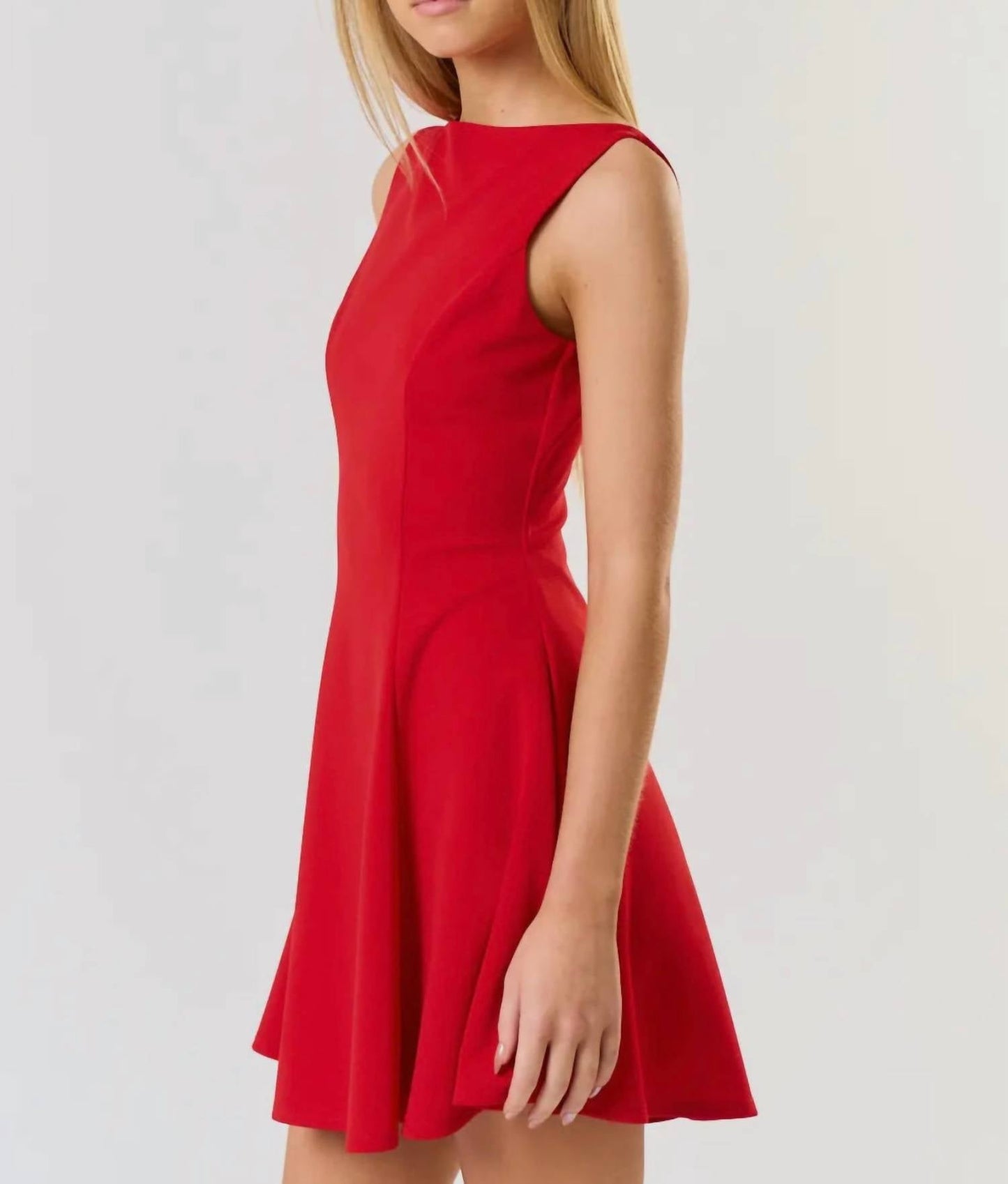 Blue Blush - Rachel Low Back Skater Mini Dress