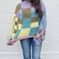 Bibi - Angel Girl Color Block Checkered Sweater