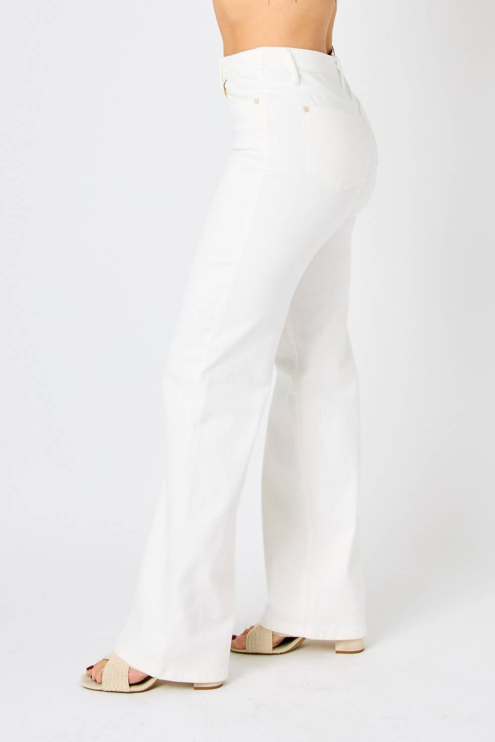 Judy Blue - High-waisted Braided Detail Wide Leg Jeans