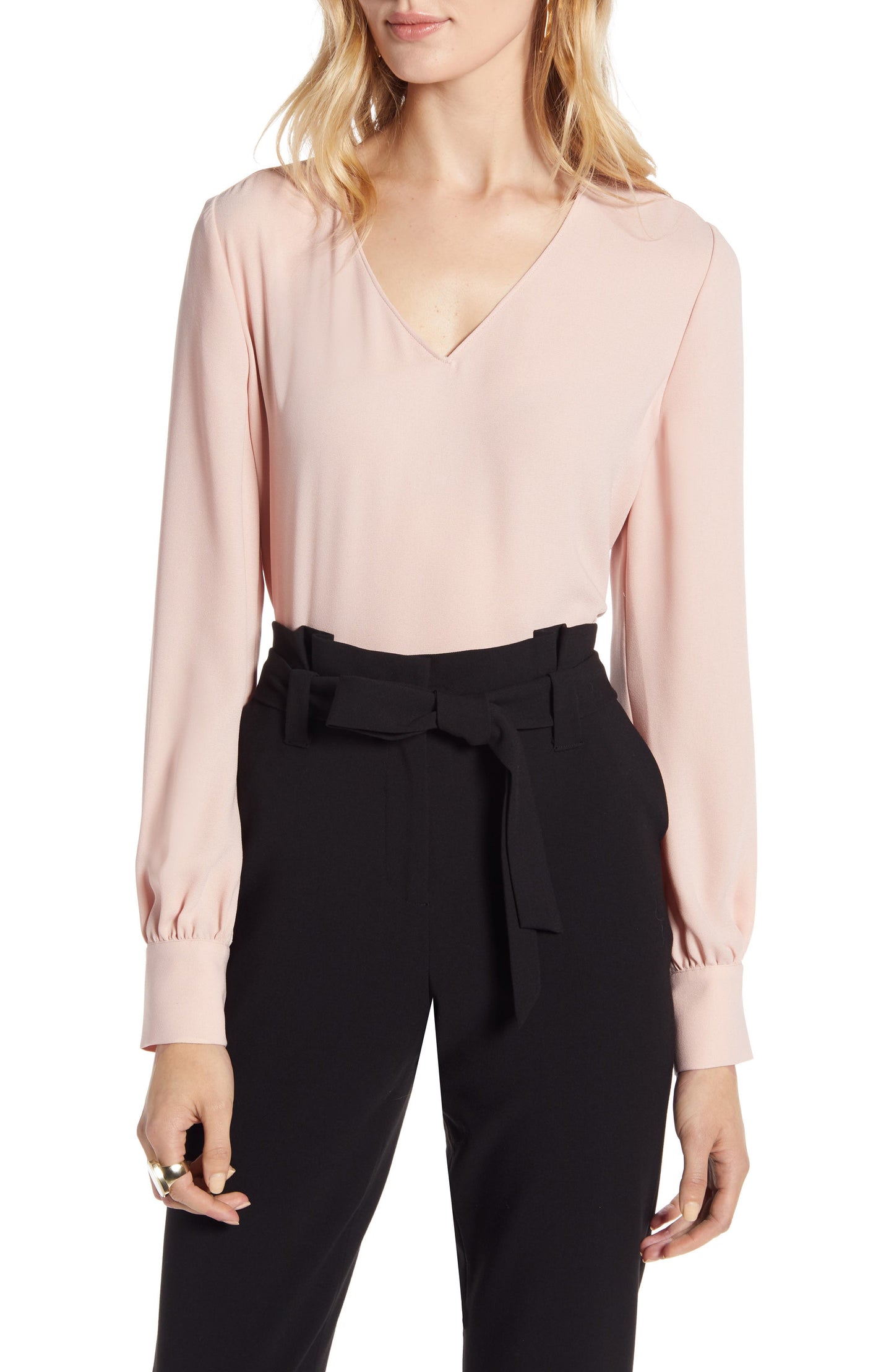 Women's Halogen V-Neck Blouse, Size X-Small - Pink