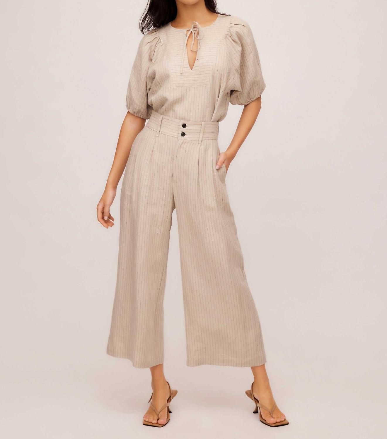 Fifteen Twenty - Sadie Stripe Wide Leg Trousers Pants