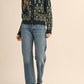 &Merci - Floral Knit Collared Sweater Cardigan