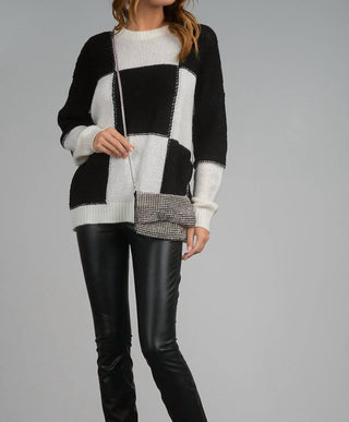 Elan - Suéter de gola redonda xadrez