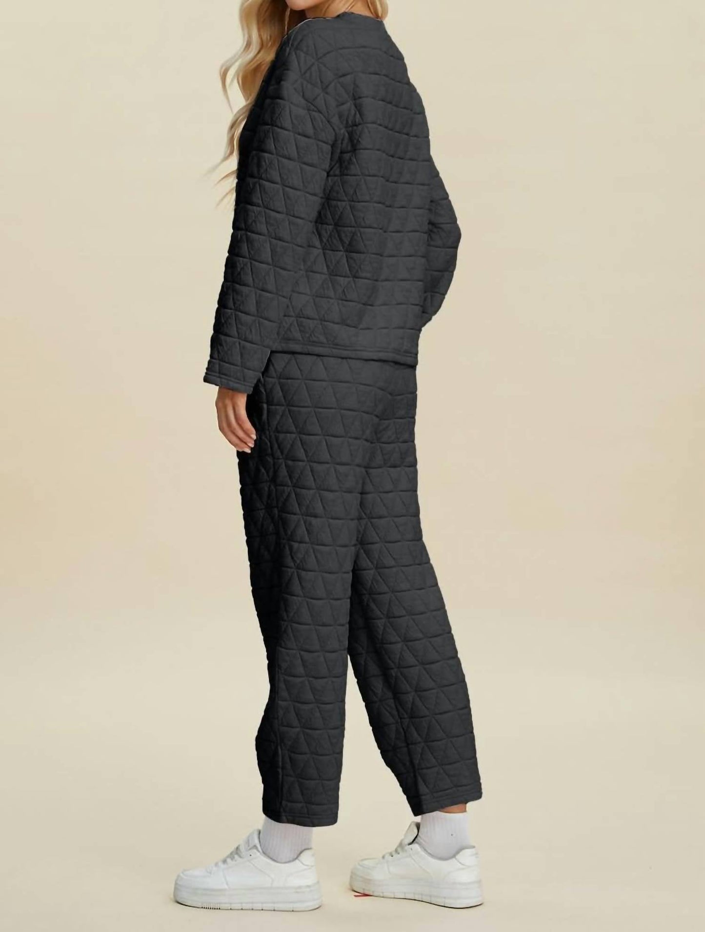 Double Take - Texture Top and Pants Set