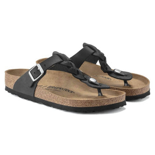 Birkenstock - Sandália feminina Gizeh Braid em couro oleado