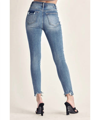 Risen - Calça jeans skinny vintage de cintura alta com lavagem de verão