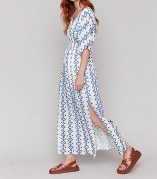 Charlie B - Vestido longo estampado com manga dolman e fendas laterais