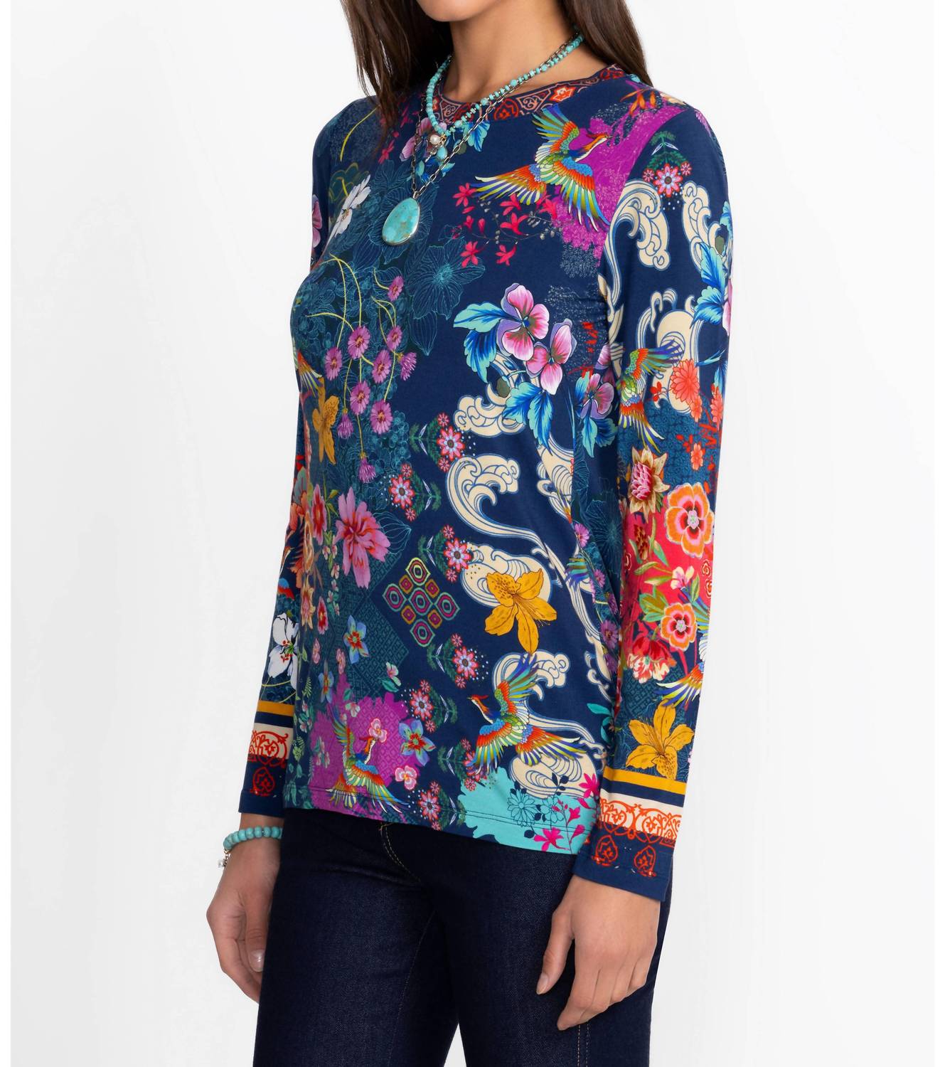 Johnny Was - Jaine Favorite Long Sleeve Crew Neck Tee