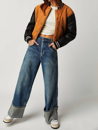 Free People - Calça jeans com punho e cintura média Final Countdown