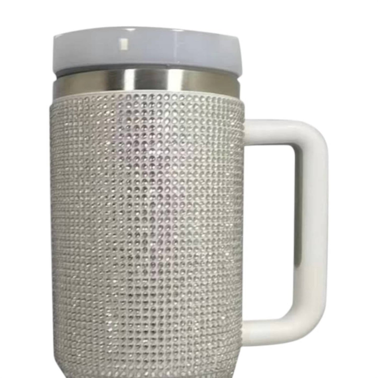 Trendsi - Rhinestone Stainless Steel Tumbler with Straw