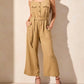 Tribal - Sleeveless Button-front Gauze Jumpsuit