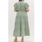 Entro - Amberlyn V-neck Bubble Sleeve Tiered Maxi Dress - Plus