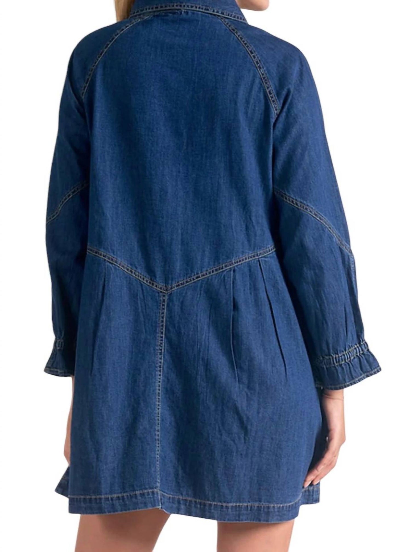 Elan - Button Down Denim Long Sleeve Dress
