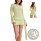 Backless Long Sleeve Knit Mini Dress with Side Tie Detail