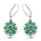 3.04 Carat Genuine Zambian Emerald and White Zircon .925 Sterling Silver Earrings