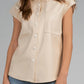 Elan - Cap Sleeve Faux Leather Top