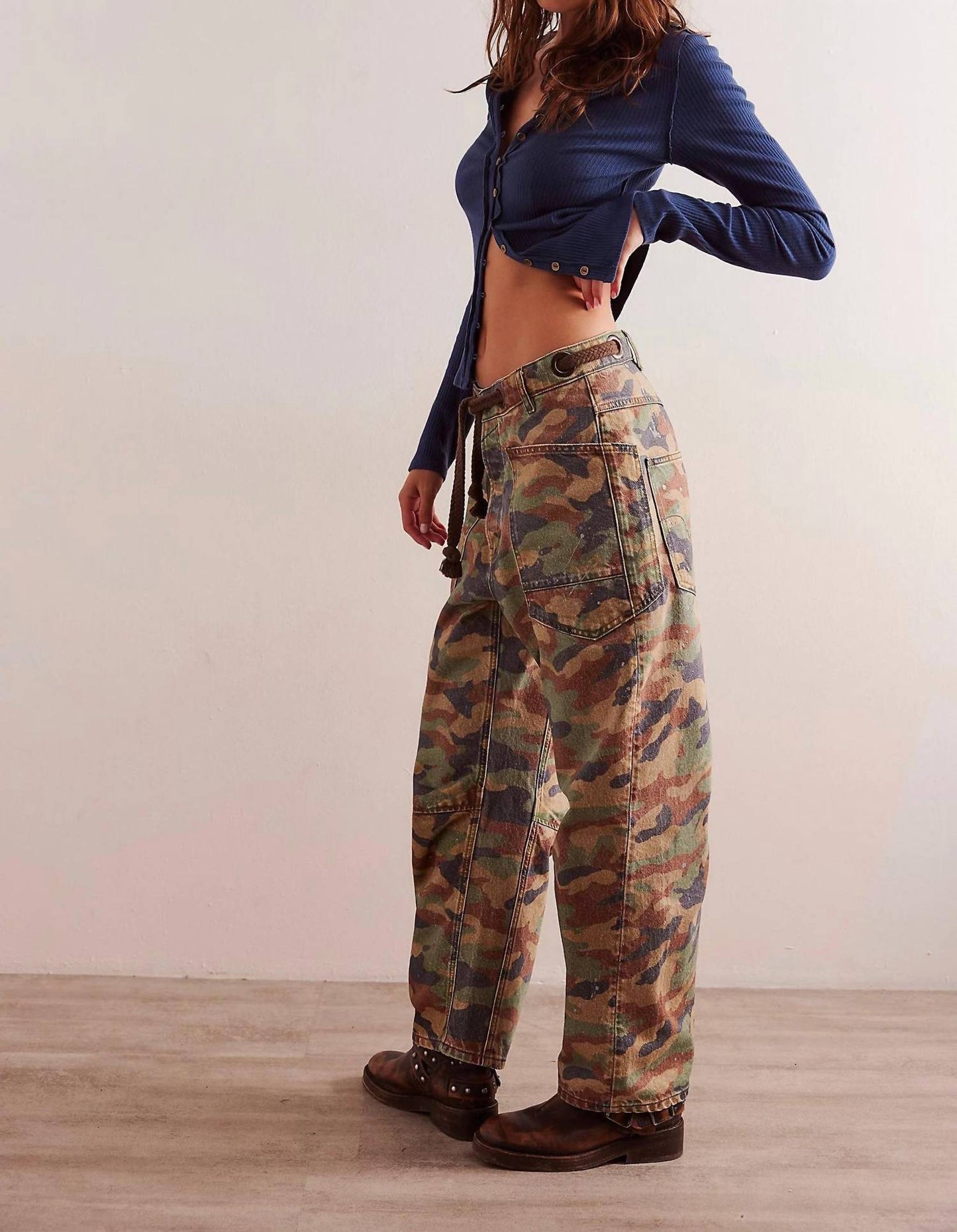 Free People - Moxie Printed Low-slung Barrel Jeans