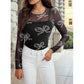 1 The Woman - Bow Mesh Long Sleeve Top