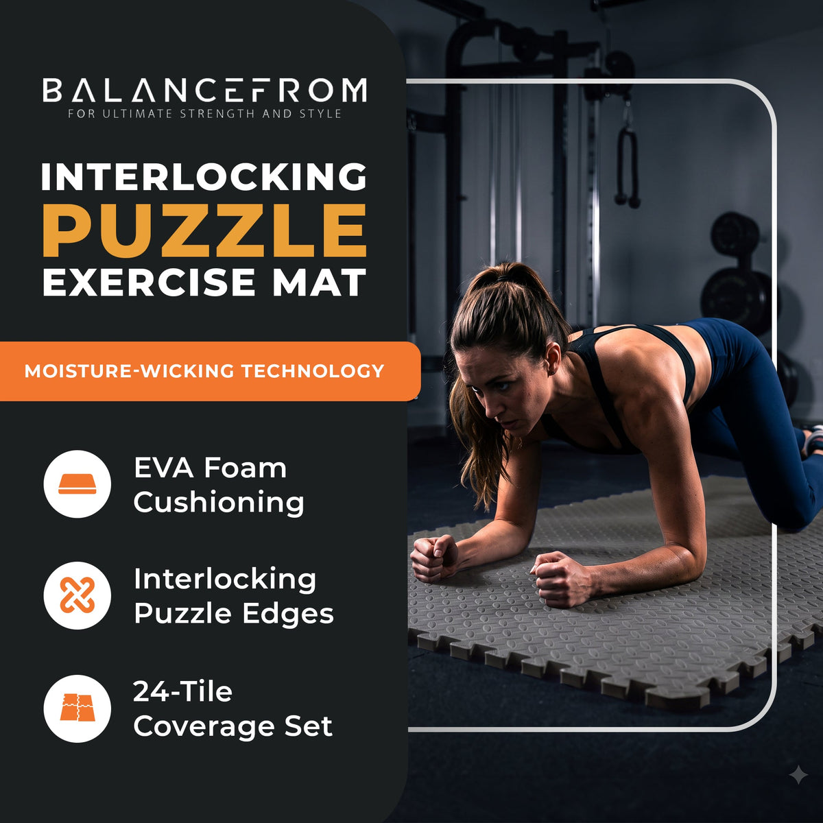 Tapete de exercícios de espuma intertravada BalanceFrom Fitness, 96 pés quadrados, cinza (pacote com 2)