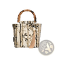 Bamboo Handbag with Tassel and Forest Pattern Canvas