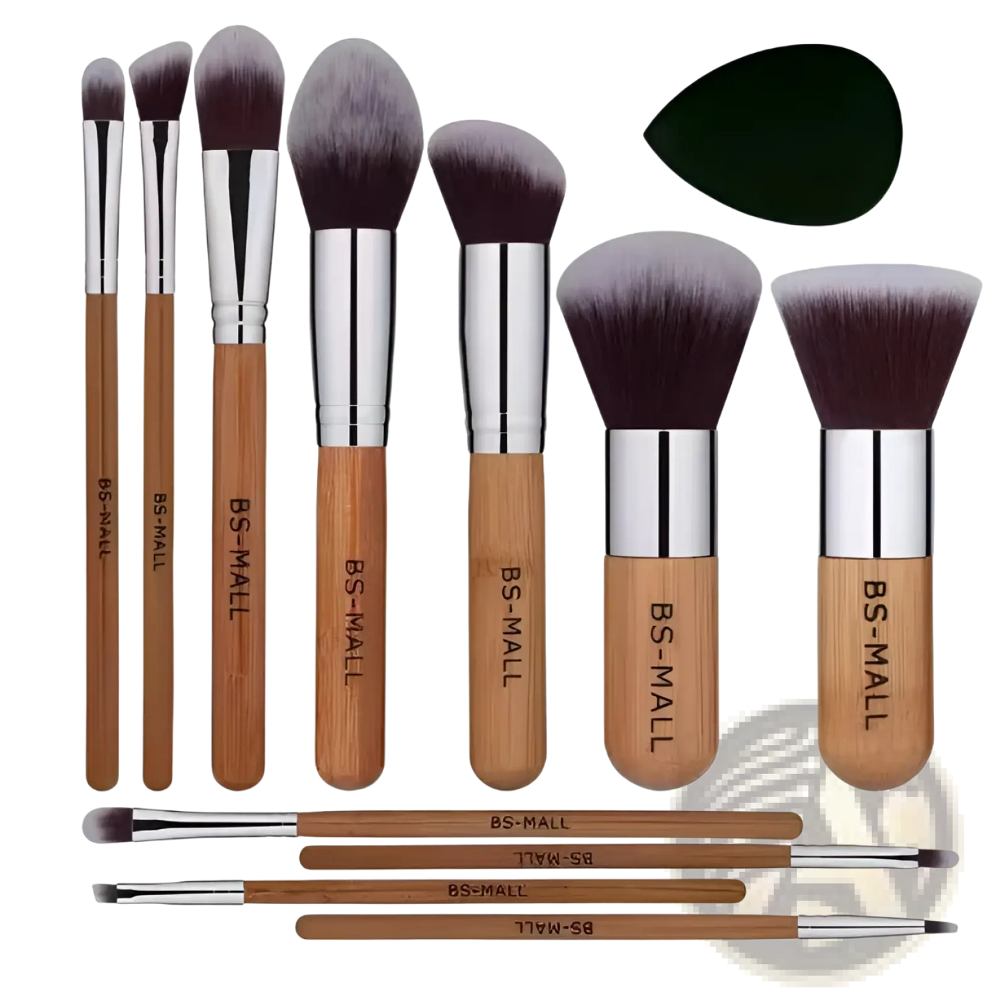 Bamboo Makeup Brush Set with Sponge 11 Pieces