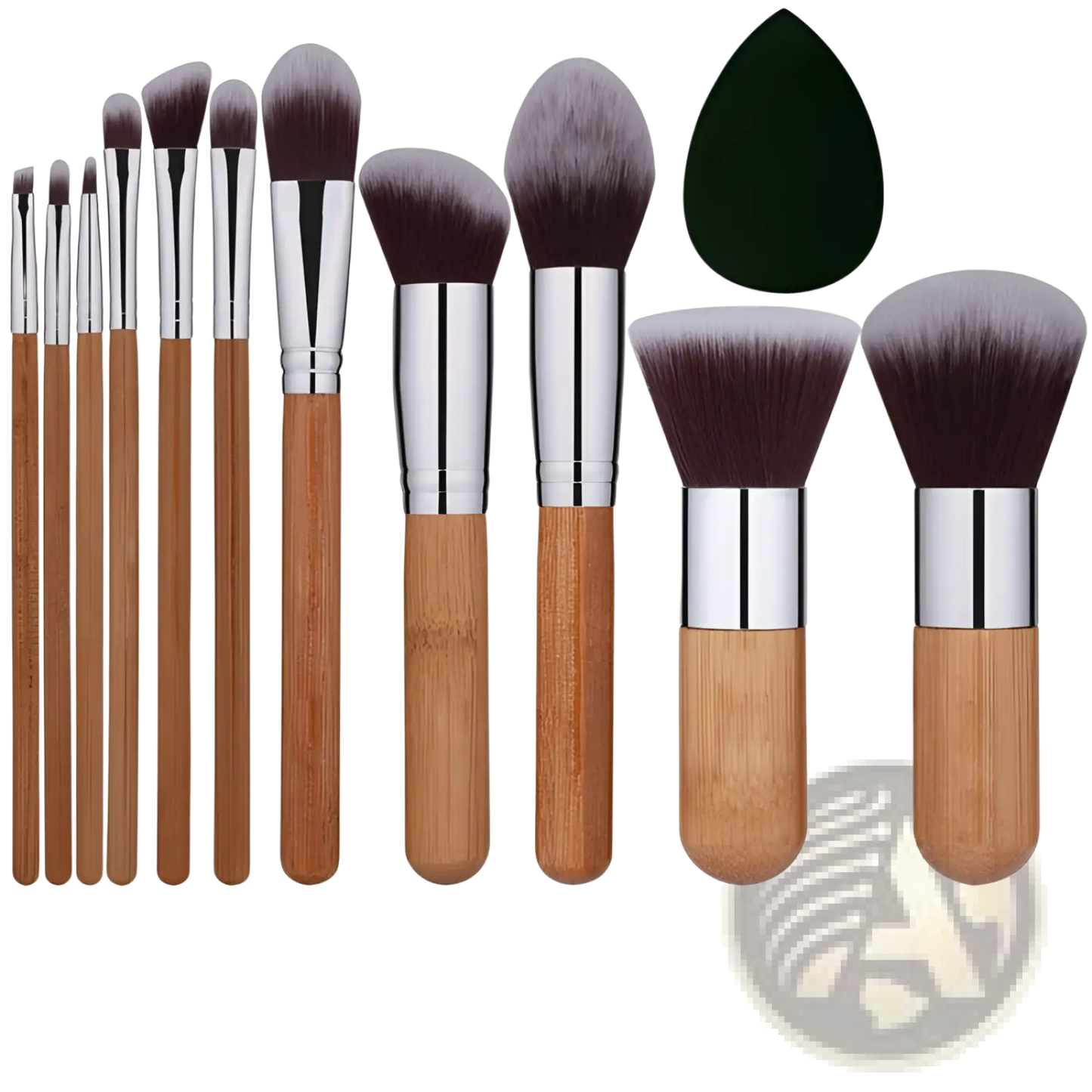 Bamboo Makeup Brush Set with Sponge 11 Pieces