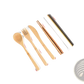 Bamboo Utensil Set with Checkered Travel Roll Case