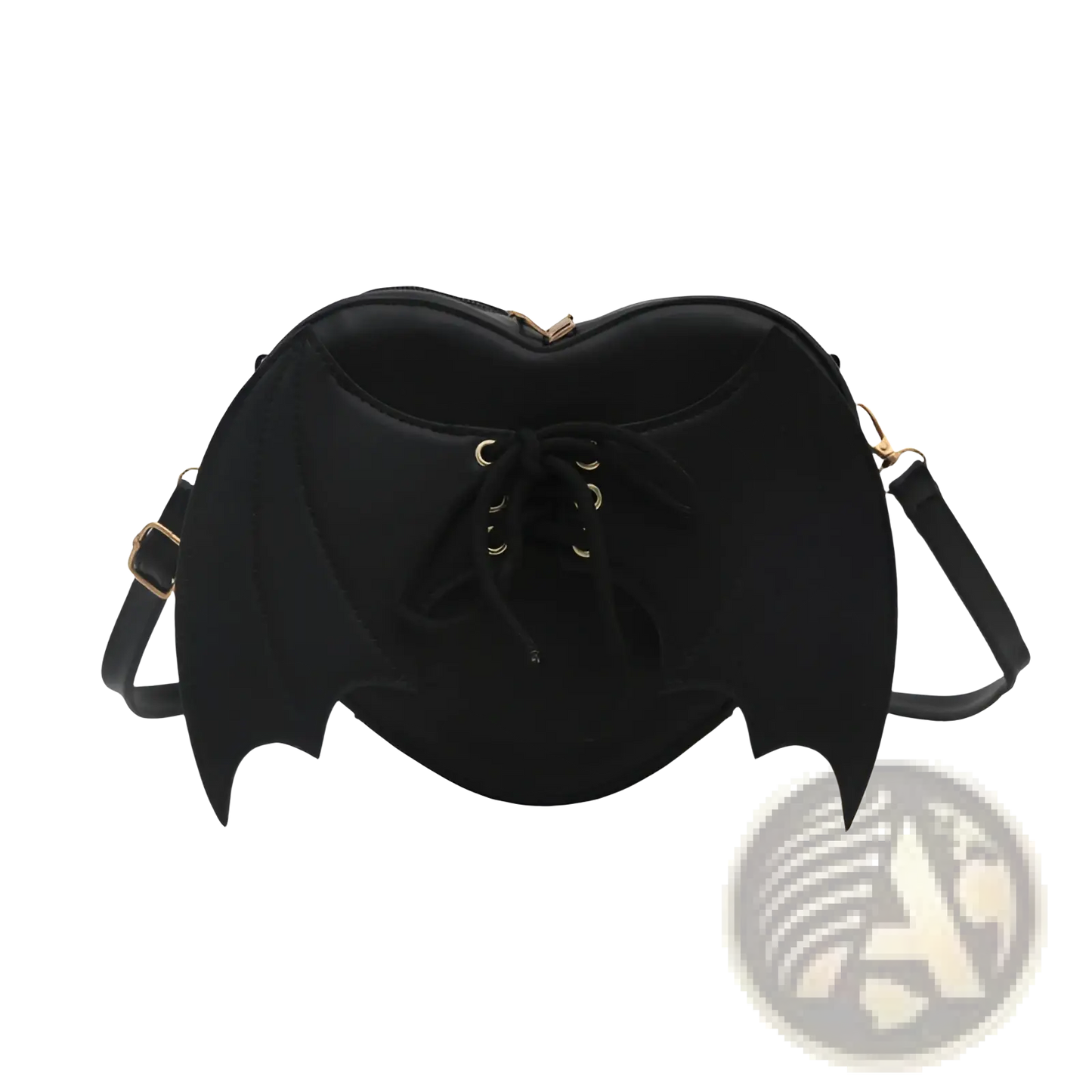 Bat Wing Heart Crossbody Bag with Lace Up Detail