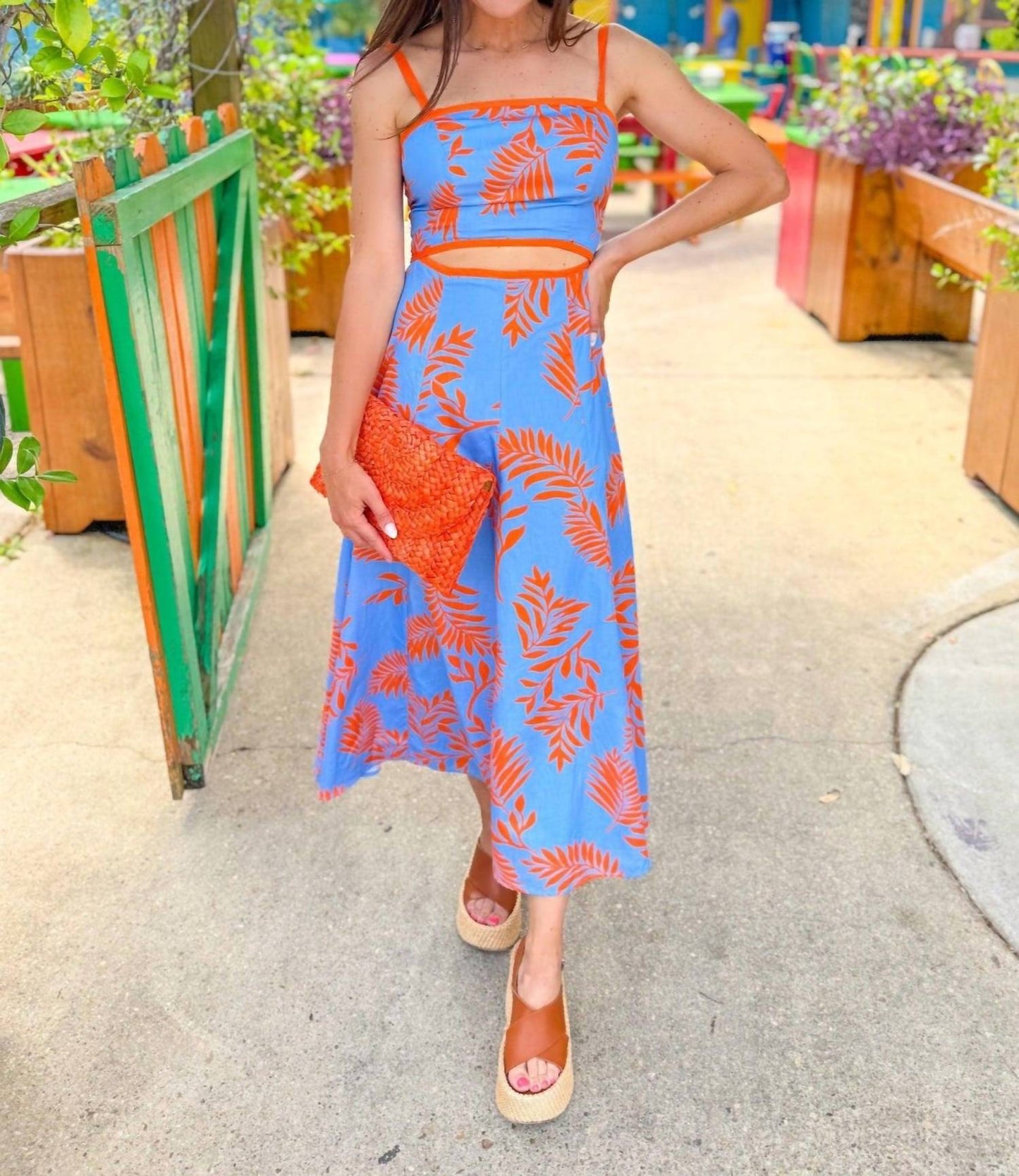 Flying Tomato - Apricot Sunset Cut-out Midi Dress