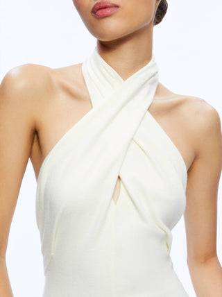 Alice + Olivia - Suellen Twist Neck Halter Midi Dress