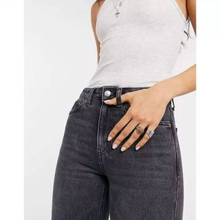 Topshop - Moto Jeans Cintura Alta Bainha Crua Perna Reta