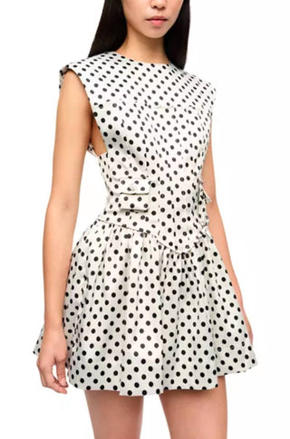 Ganni - Vestido curto corset de cetim com bolinhas