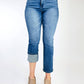 Judy Blue - High Waist Tummy Control Cuff Capri Jeans