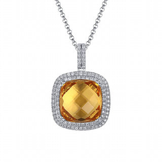 Diana M Jewels - Pingente de Citrino Duplo Halo de 7,91 Cts