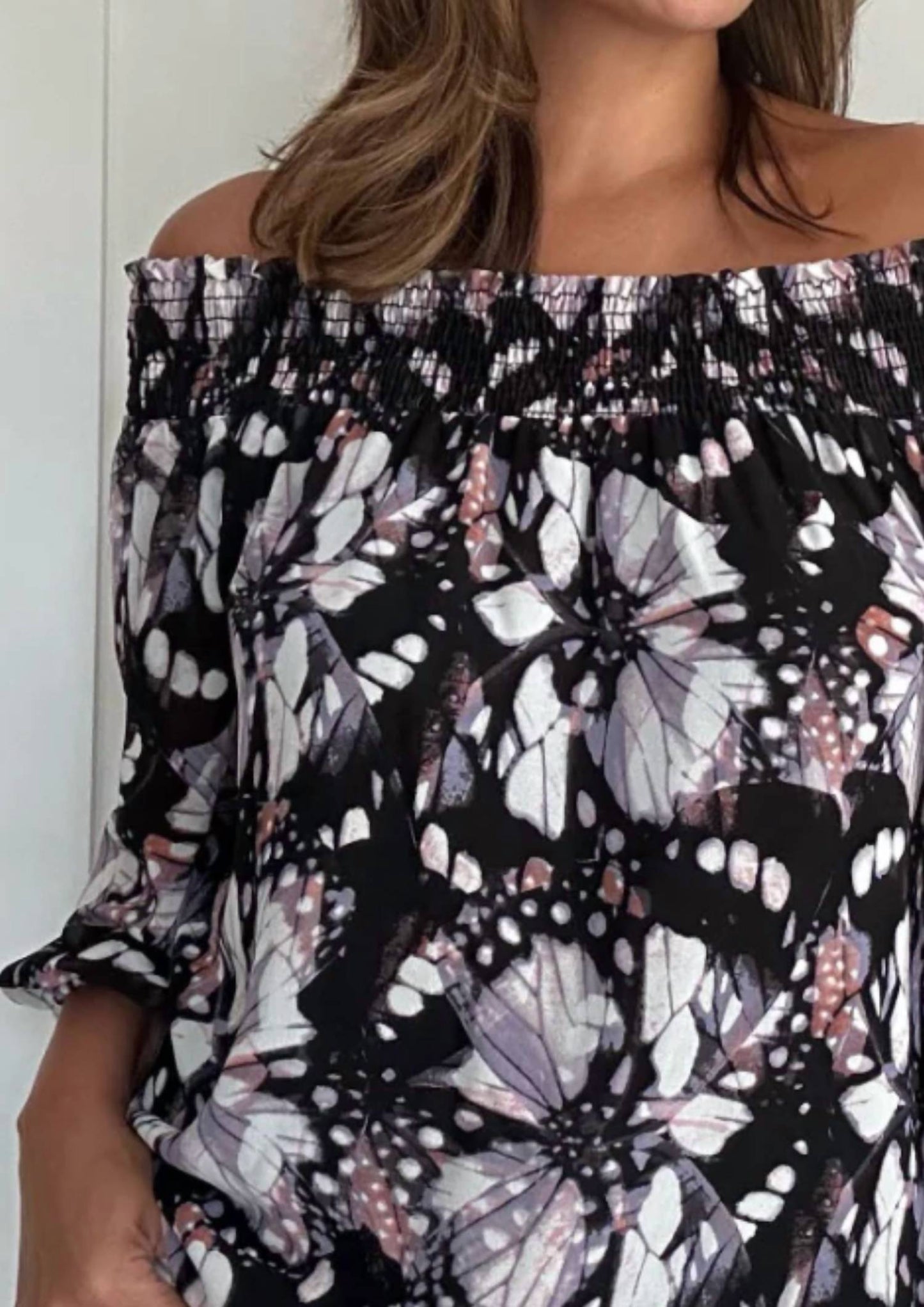 Veronica M - Off The Shoulder Abstract Print Top
