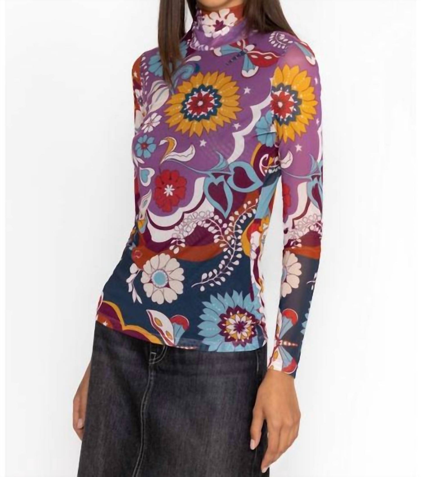 Johnny Was - REBECCA MESH MOCK NECK TEE