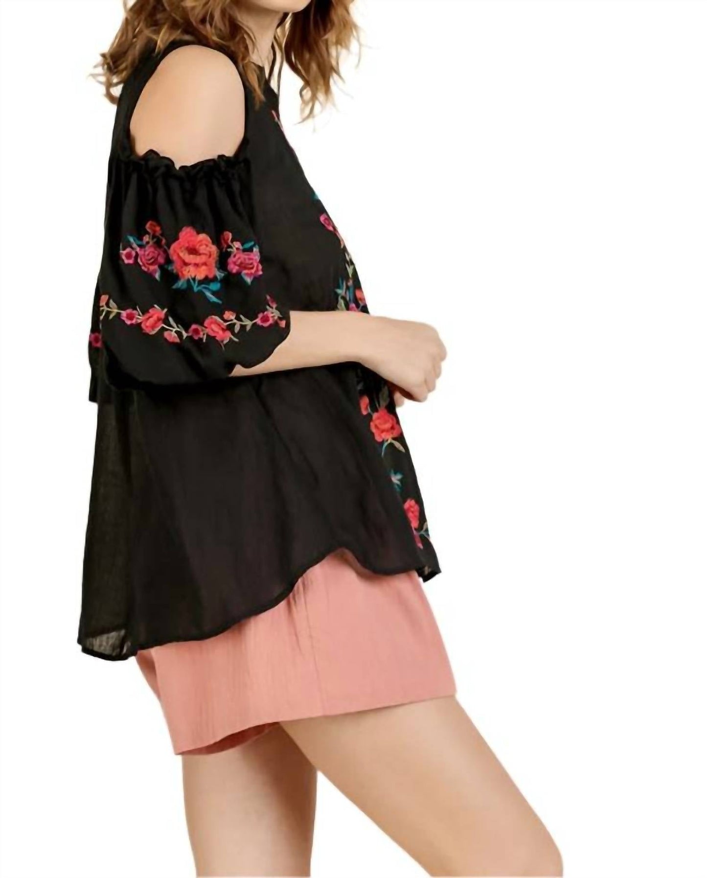 Umgee - Floral Embroidered Peasant Top