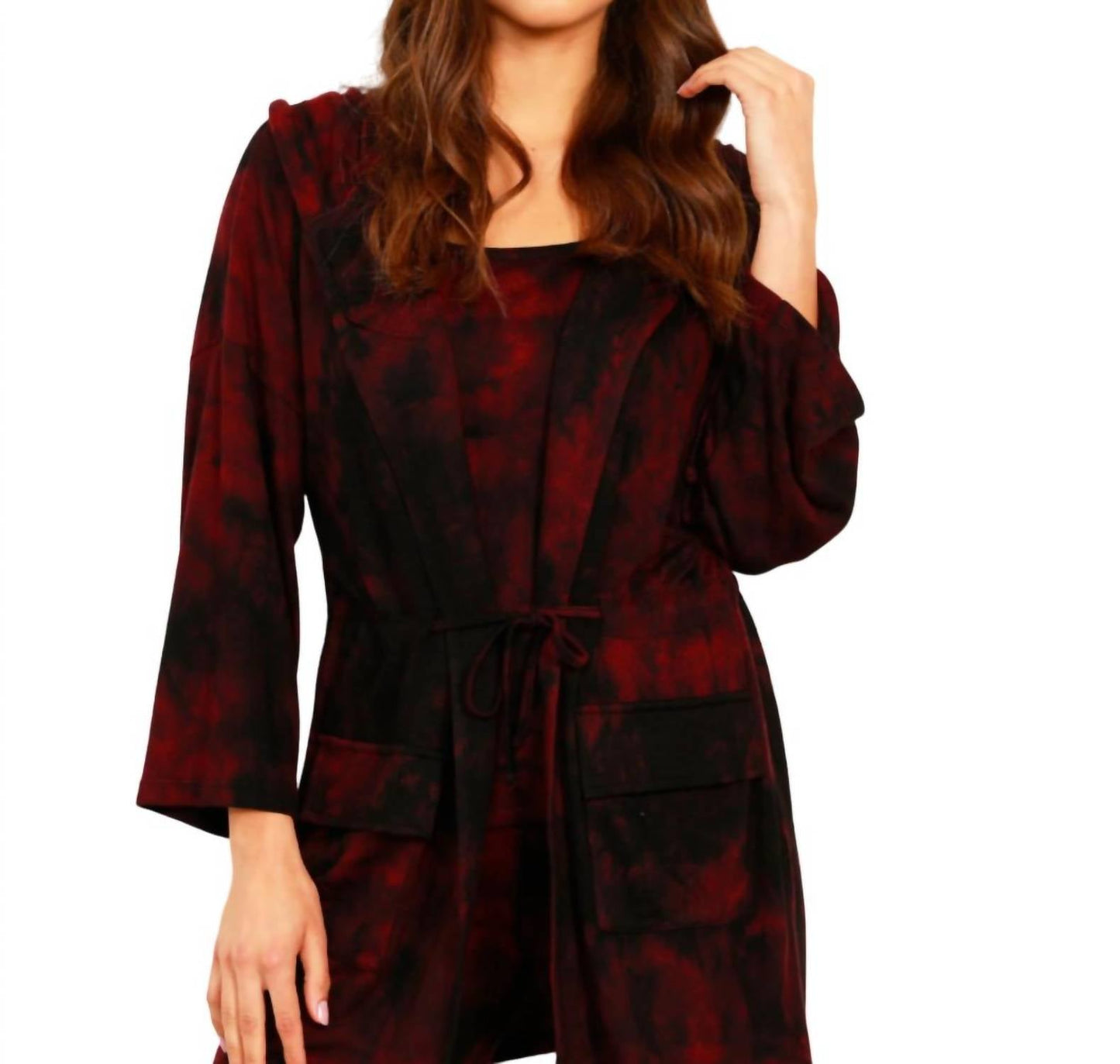 French Kyss - Marble Wash Drawstring Cardigan