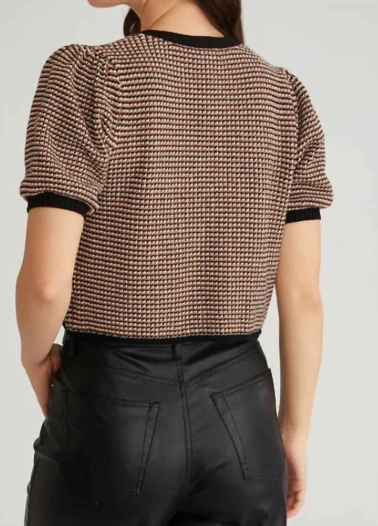 525 America - Elaine Puff Sleeve Tie Front Cardigan