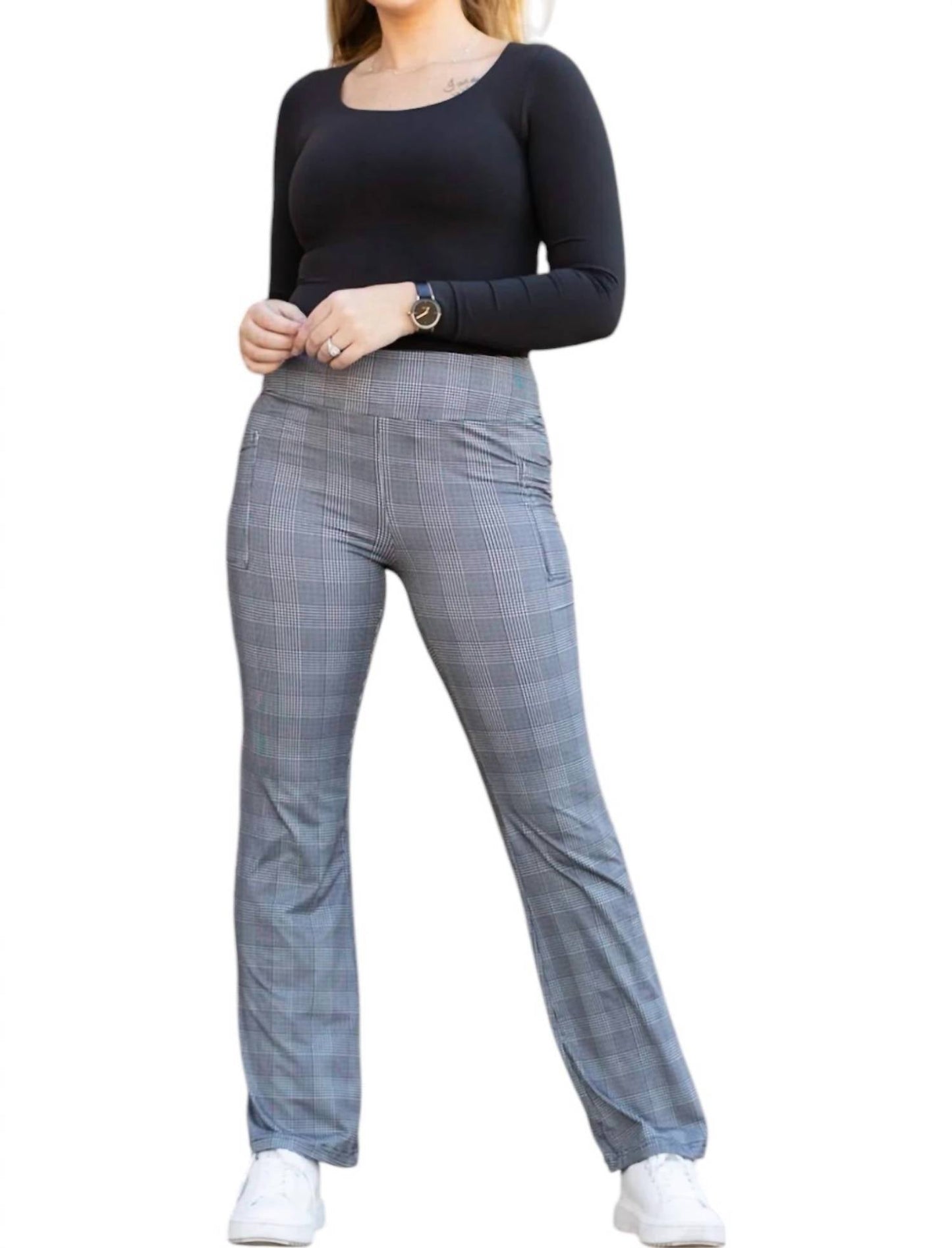 Julia Rose - Felicity Plaid Bootcut Leggings